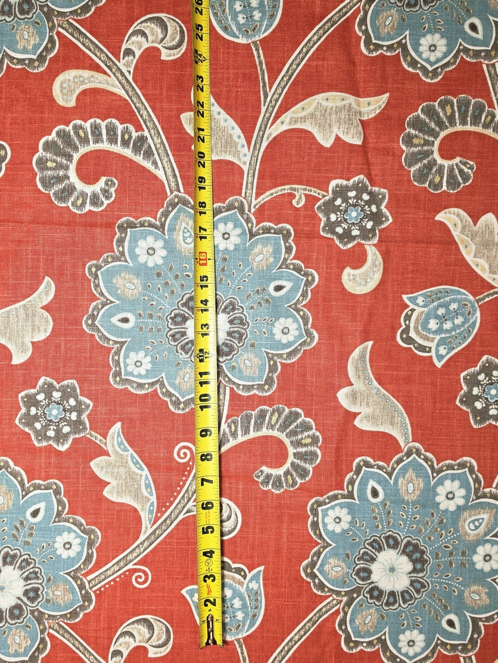 Braemore Floral Print Upholstery fabric in Coral and Teal About 2 Yards 54" Wide - Picture 5 of 8